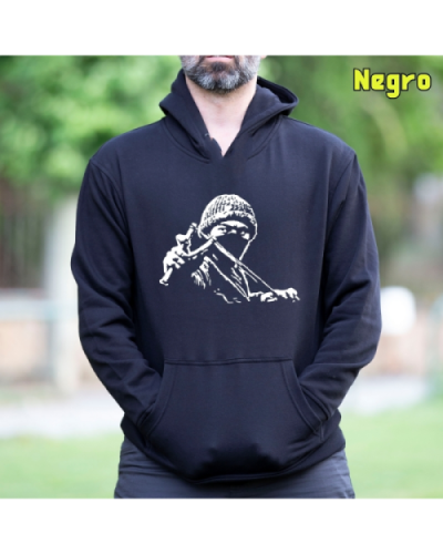 Sudadera Hombre Capucha-Antifa Negro