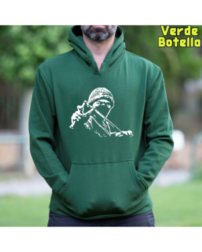 Sudadera Hombre Capucha-Antifa Negro