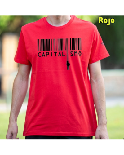 Camiseta Hombre Manga Corta-Capitalismo. Rojo