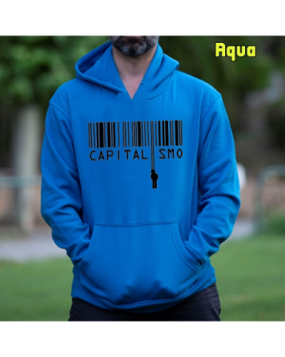 Sudadera Hombre Capucha-Capitalismo. Aqua