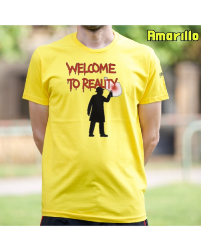 Camiseta Hombre Manga Corta-Welcome to Reality Amarillo