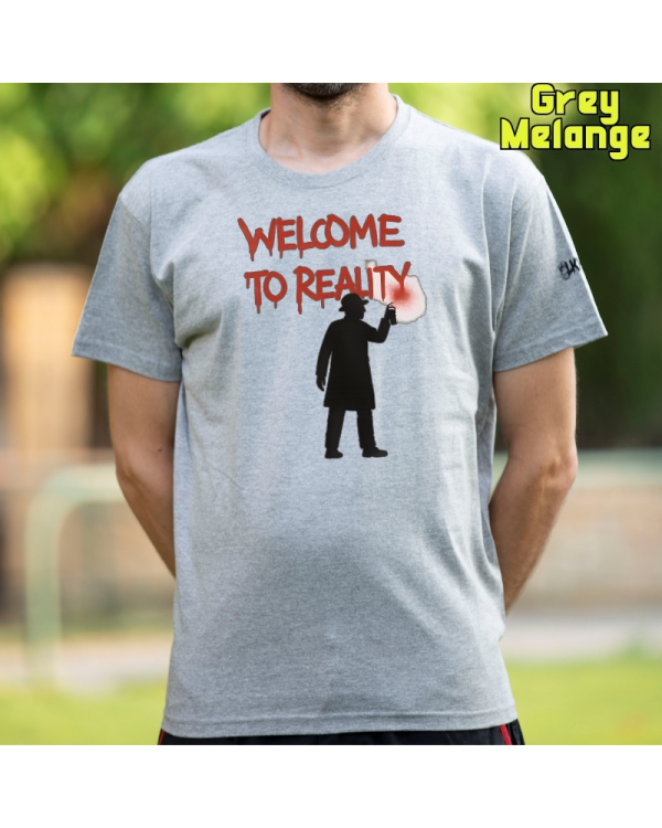 Camiseta Hombre Manga Corta-Welcome to Reality GreyMelange
