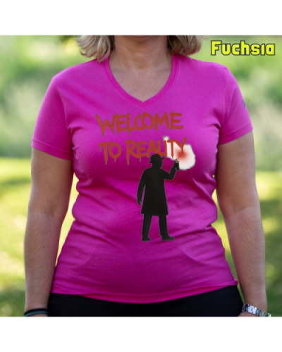 Camiseta Mujer Manga Corta-Welcome to Reality Mostaza