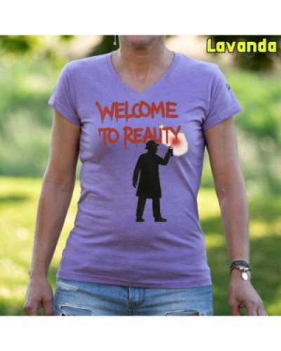 Camiseta Mujer Manga Corta-Welcome to Reality Mostaza