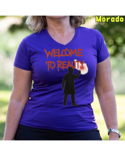 Camiseta Mujer Manga Corta-Welcome to Reality Mostaza