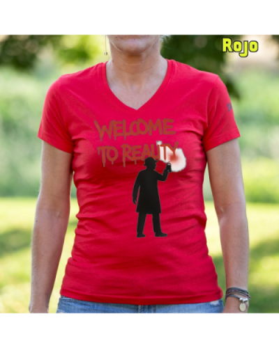 Camiseta Mujer Manga Corta-Welcome to Reality Mostaza