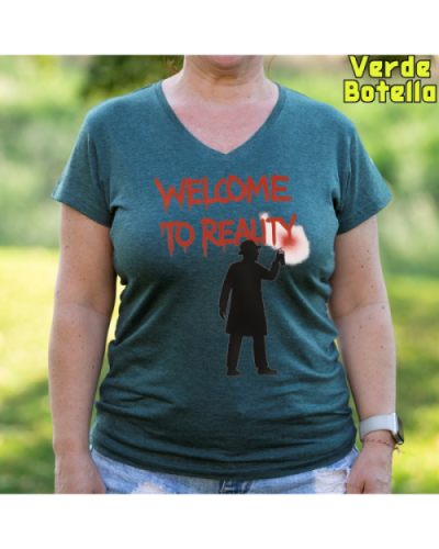 Camiseta Mujer Manga Corta-Welcome to Reality Mostaza