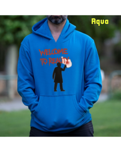 Sudadera Hombre Capucha-Welcome to Reality Aqua