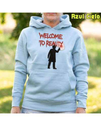 Sudadera Mujer Capucha-Welcome to Reality AzulCielo