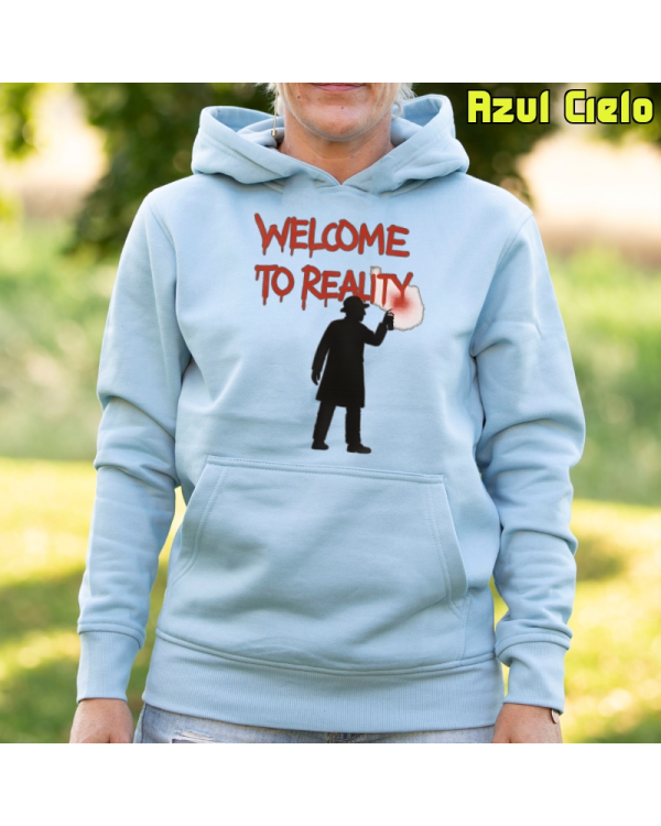 Sudadera Mujer Capucha-Welcome to Reality AzulCielo
