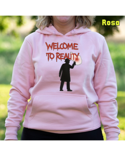 Sudadera Mujer Capucha-Welcome to Reality Rosa