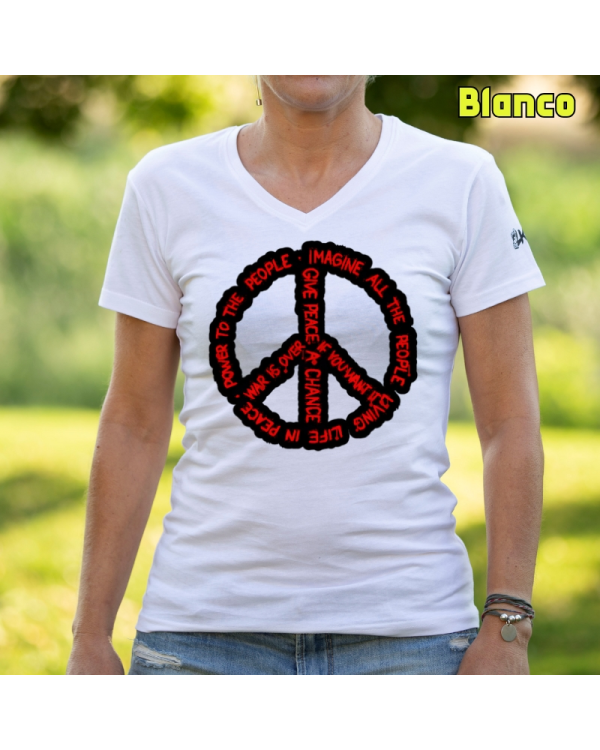 Camiseta Mujer Manga Corta-Imagine All Blanco