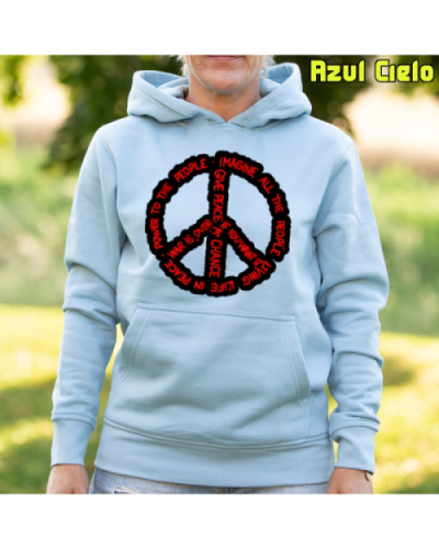 Sudadera Mujer Capucha-Imagine All AzulCielo