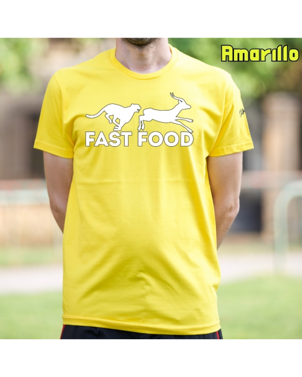 Camiseta Hombre Manga Corta-Fast Food Amarillo