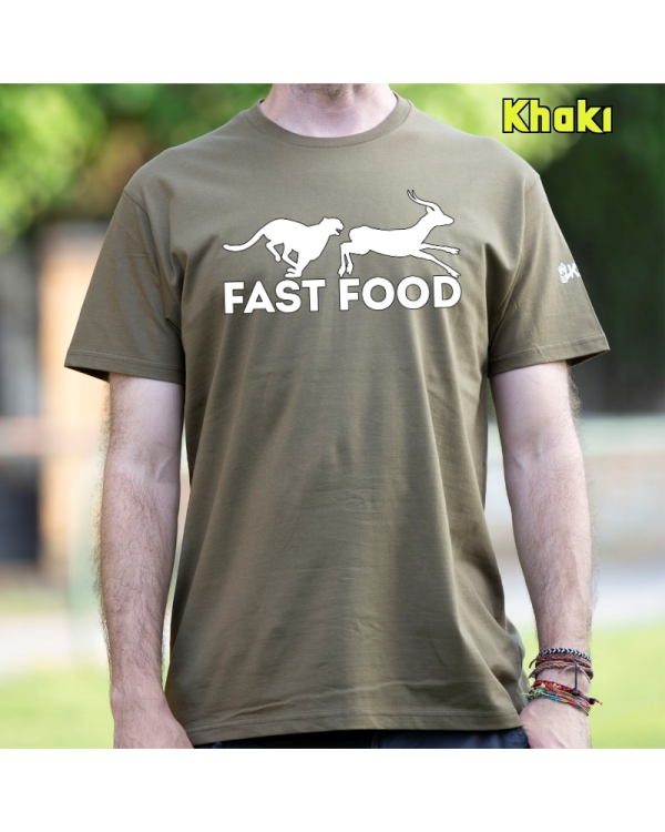Camiseta Hombre Manga Corta-Fast Food Khaki