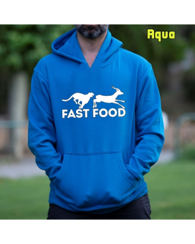 Sudadera Hombre Capucha-Fast Food Aqua