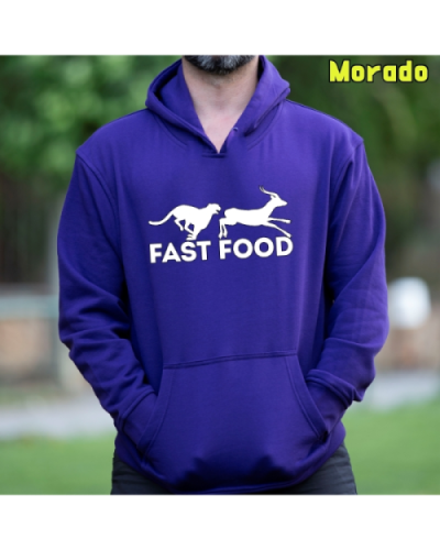 Sudadera Hombre Capucha-Fast Food Morado