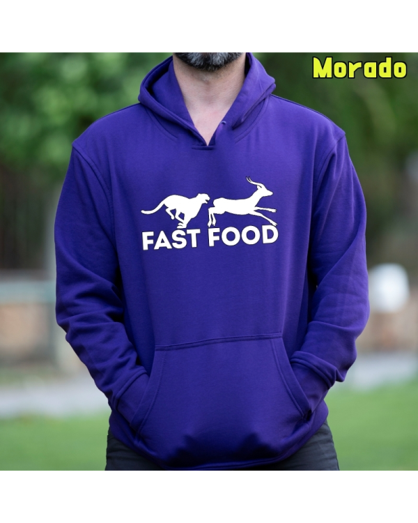 Sudadera Hombre Capucha-Fast Food Morado
