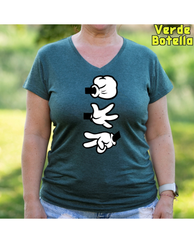 Camiseta Mujer Piedra Papel Tijera - manga corta
