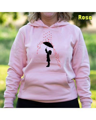 Sudadera mujer con capucha - Lluvia Corazones