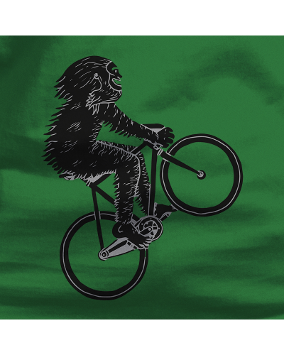 Diseño original y divertido de El Yeti saltando con la bicicleta.