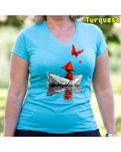 Camiseta Mujer Manga Corta - Barquito De Papel