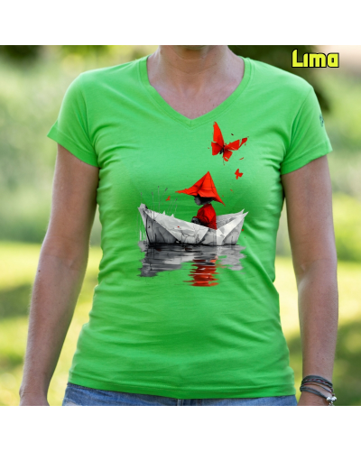 Camiseta Mujer Manga Corta - Barquito De Papel