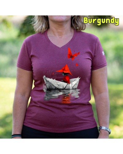 Camiseta Mujer Manga Corta --barquito-de-papell