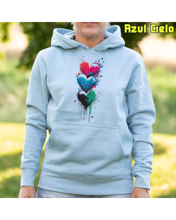 Sudadera mujer con capucha Three Hearts