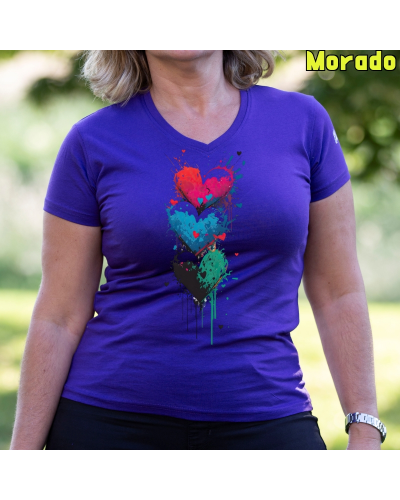 Camiseta Mujer Manga Corta -Three-Hearts