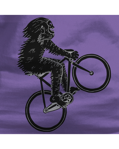 Diseño original y divertido de El Yeti saltando con la bicicleta.