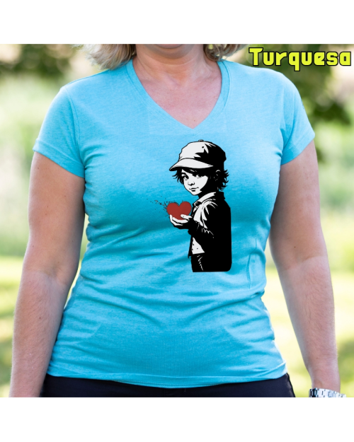 Camiseta Mujer Manga Corta -Corazón En Mano