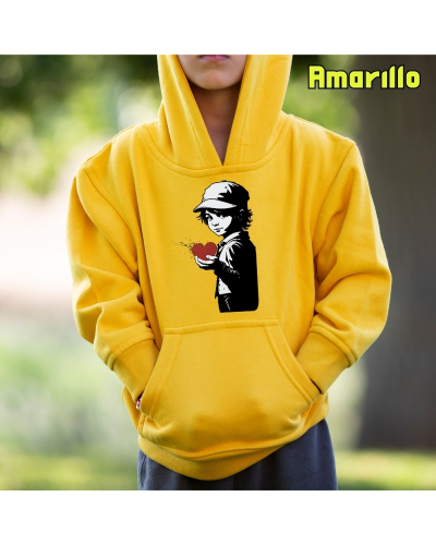 Sudadera niño con capucha Corazón En La Mano  La Kamiseta K Buskas