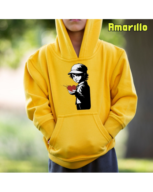 Sudadera niño con capucha Corazón En La Mano  La Kamiseta K Buskas