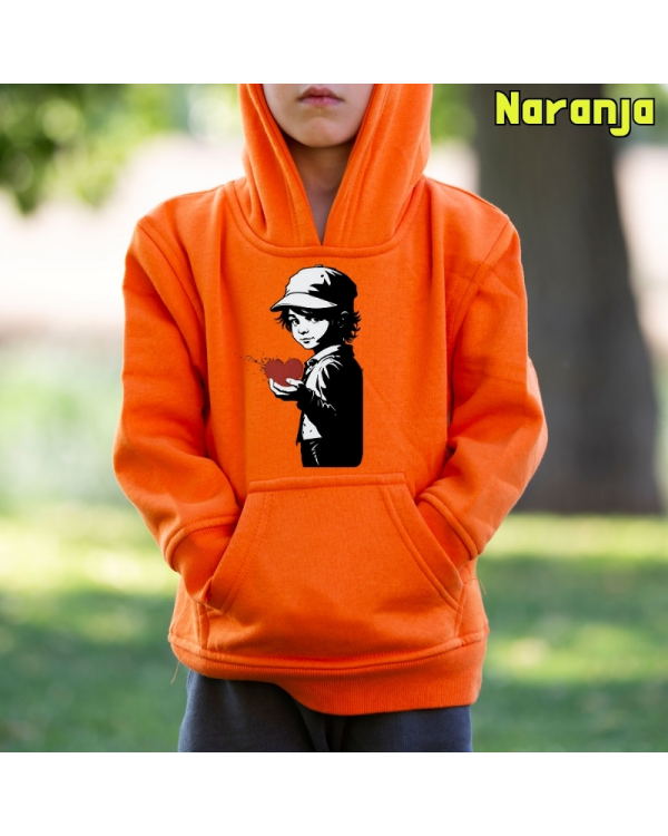 Sudadera niño con capucha Corazón En La Mano  La Kamiseta K Buskas
