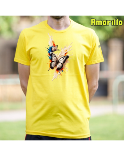 Camiseta Hombre Manga Corta-Mariposas Amarillo