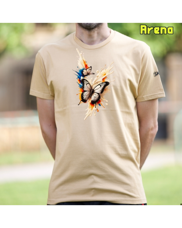 Camiseta Hombre Manga Corta-Mariposas Arena