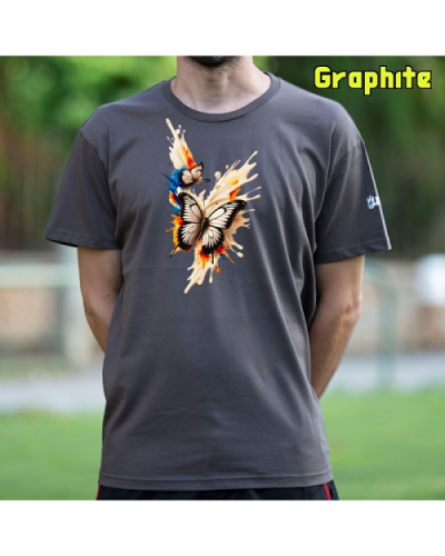 Camiseta Hombre Manga Corta-Mariposas Graphite