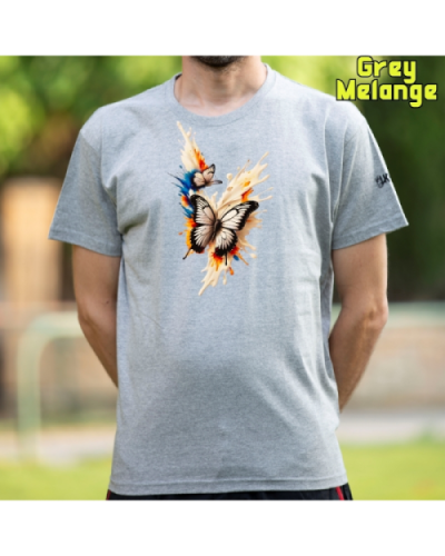 Camiseta Hombre Manga Corta-Mariposas GreyMelange