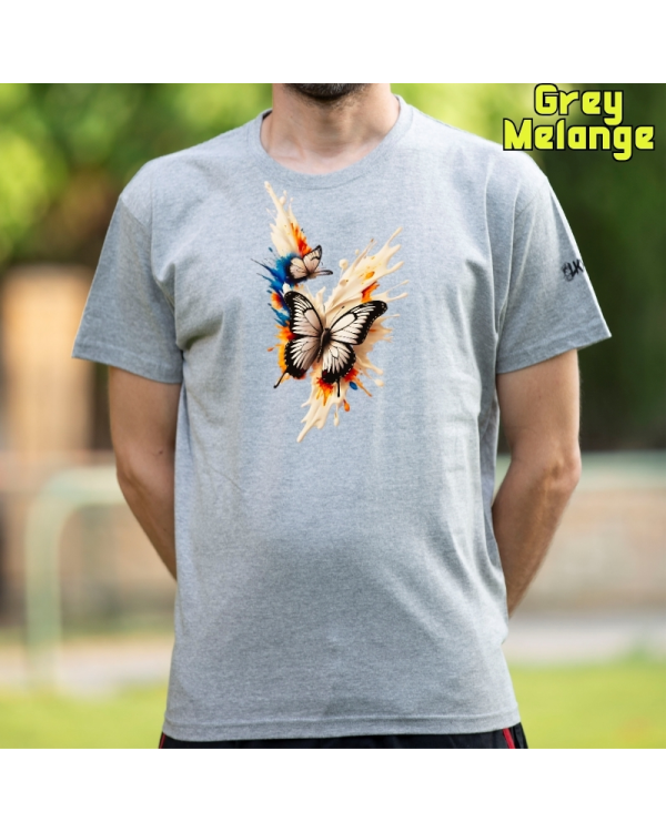 Camiseta Hombre Manga Corta-Mariposas GreyMelange