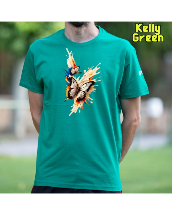 Camiseta Hombre Manga Corta-Mariposas KellyGreen