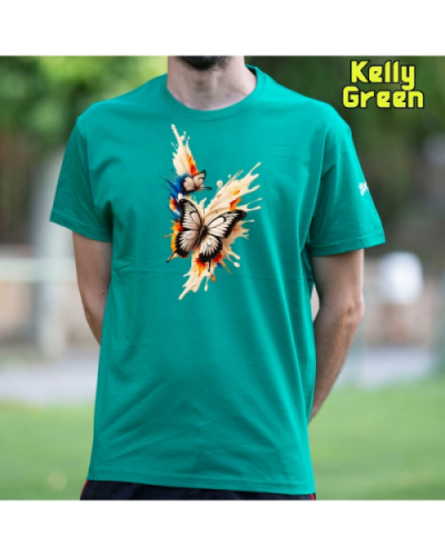 Camiseta Hombre Manga Corta-Mariposas KellyGreen