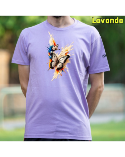 Camiseta Hombre Manga Corta-Mariposas Lavanda