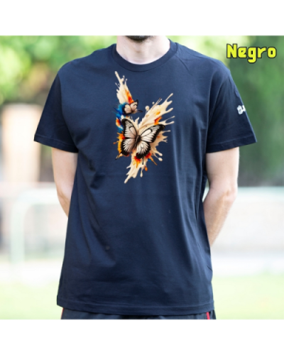 Camiseta Hombre Manga Corta-Mariposas Negro