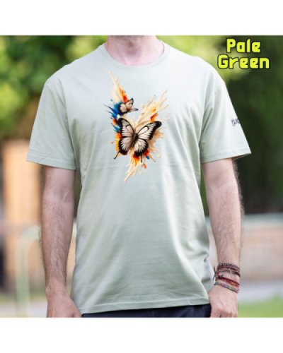 Camiseta Hombre Manga Corta-Mariposas PaleGreen