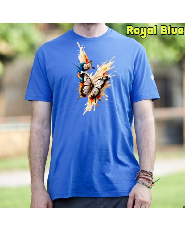 Camiseta Hombre Manga Corta-Mariposas RoyalBlue