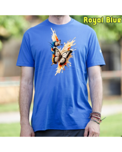 Camiseta Hombre Manga Corta-Mariposas RoyalBlue