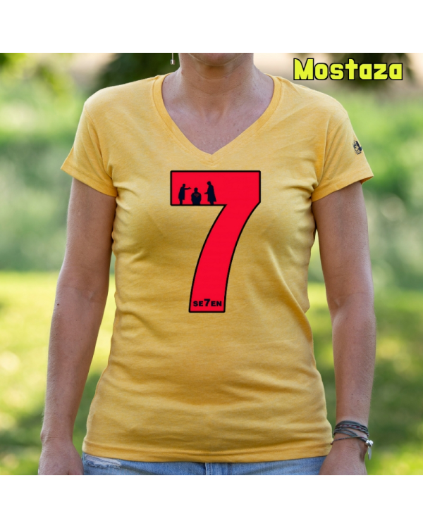 Camiseta Mujer Manga Corta-Seven Mostaza
