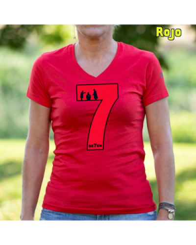 Camiseta Mujer Manga Corta-Seven Rojo