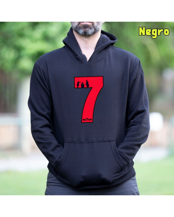 Sudadera Hombre Capucha-Seven Negro Sudadera Hombre Capucha-Seven Negro